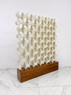 Richard Harvey Patinated Sculpta Grille Bones Screen on Walnut Base by Richard Harvey 1960s - 4182511
