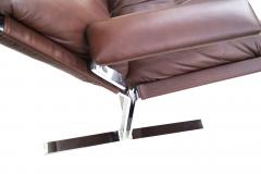 Richard Hersberger Richard Hersberger for Pace Brown Leather Chrome Lounge Chair and Ottoman - 2397859