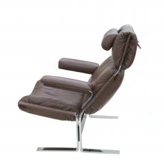Richard Hersberger Richard Hersberger for Pace Brown Leather Chrome Lounge Chair and Ottoman - 2397866
