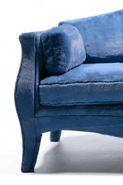 Richard Himmel Pair of Richard Himmel Lutece Bomb Settees in Sapphire Blue Faux Fur c 1970 - 4641788