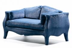 Richard Himmel Richard Himmel Lutece Collection Bomb Settee in Sapphire Blue Faux Fur c 1970 - 4641778