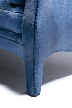 Richard Himmel Richard Himmel Lutece Collection Bomb Settee in Sapphire Blue Faux Fur c 1970 - 4641779