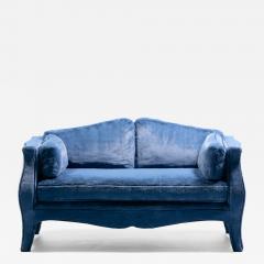 Richard Himmel Richard Himmel Lutece Collection Bomb Settee in Sapphire Blue Faux Fur c 1970 - 4642587