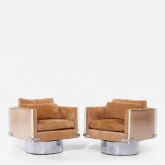Richard Himmel Richard Himmel Mid Century Lucite Swivel Lounge Chairs Pair - 4115074