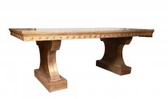Richard Kuehne Silver Leaf Trestle Base Dining Table And Pair Of Benches - 4507085