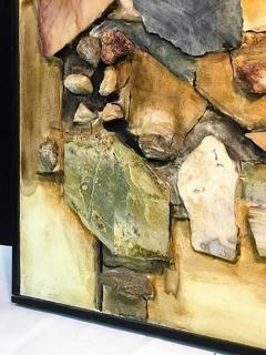 Richard Lee Monumental Assorted Natural Stone and Paint Mural on Wood Signed Lee - 415594