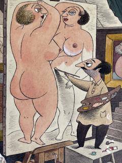 Richard Lippincott Denison Taylor Artist Painting Nude Women in Artist Studio Perhaps Playboy Cartoon - 2340795