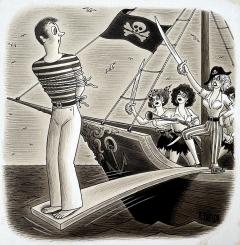 Richard Lippincott Denison Taylor Male Chauvinist Get His Due Walking the Plank Original Artwork Original Artwork - 4607775