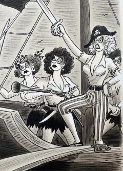 Richard Lippincott Denison Taylor Male Chauvinist Get His Due Walking the Plank Original Artwork Original Artwork - 4607784