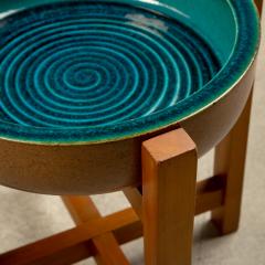 Richard Manz Stoneware Bowl and Stand by Richard Manz for Knabstrup Atelier Denmark 1960s - 4704163