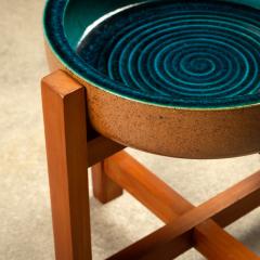 Richard Manz Stoneware Bowl and Stand by Richard Manz for Knabstrup Atelier Denmark 1960s - 4704164