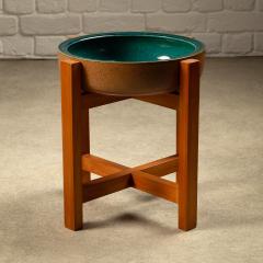 Richard Manz Stoneware Bowl and Stand by Richard Manz for Knabstrup Atelier Denmark 1960s - 4704165