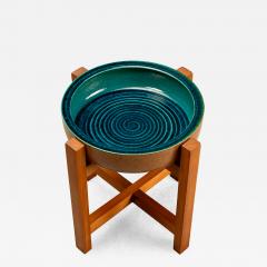 Richard Manz Stoneware Bowl and Stand by Richard Manz for Knabstrup Atelier Denmark 1960s - 4704251