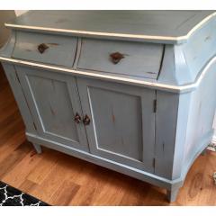Richard Mulligan American Country Blue White Paint Decorated Buffet or Chest - 1756090