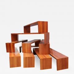 Richard Peduzzi 9 French 1980s Solid Cherry Benches by Richard Peduzzi - 2401999