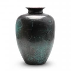 Richard Uhlemeyer Large Vase in Turquoise Charcoal Craquel by Richard Uhlemeyer - 3000553