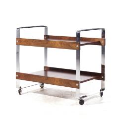 Richard Young Richard Young for Merrow Associates Mid Century Rosewood and Chrome Serving Cart - 3826925