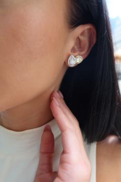 Rick Shatz Platinum 18K YG Handmade Pear Shape Fancy Yellow Diamond Stud Earrings - 4814203