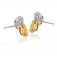 Rick Shatz Platinum 18K YG Handmade Pear Shape Fancy Yellow Diamond Stud Earrings - 4814204