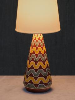Rigmor Nielsen Rigmor Nielsen Ceramic Table Lamp with Zig Zag Pattern S holm Denmark 1960s - 4437048
