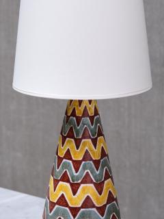 Rigmor Nielsen Rigmor Nielsen Ceramic Table Lamp with Zig Zag Pattern S holm Denmark 1960s - 4437049