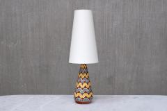 Rigmor Nielsen Rigmor Nielsen Ceramic Table Lamp with Zig Zag Pattern S holm Denmark 1960s - 4437050