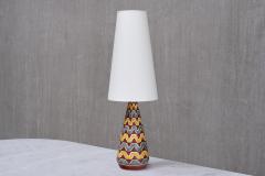 Rigmor Nielsen Rigmor Nielsen Ceramic Table Lamp with Zig Zag Pattern S holm Denmark 1960s - 4437052