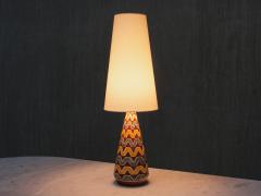 Rigmor Nielsen Rigmor Nielsen Ceramic Table Lamp with Zig Zag Pattern S holm Denmark 1960s - 4437055