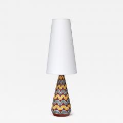 Rigmor Nielsen Rigmor Nielsen Ceramic Table Lamp with Zig Zag Pattern S holm Denmark 1960s - 4439224