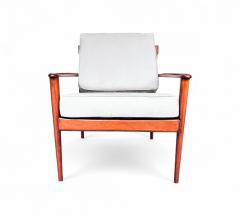 Rino Levi Grete Jalk Armchair in Caviuna Wood Fabric Rino Levi 1960s Lot 491C - 4378108