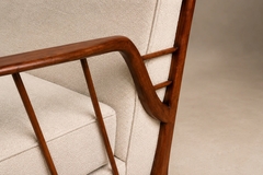 Rino Levi Mid Century Brazilian Armchairs by Rino Levi Hardwood Boucl 1960s - 4694032