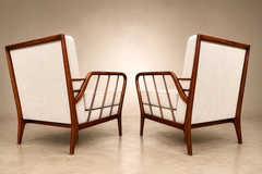 Rino Levi Mid Century Brazilian Armchairs by Rino Levi Hardwood Boucl 1960s - 4694034