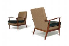 Rino Levi Mid century Brazilian Modern Lounge Chairs in Caviuna - 3665274