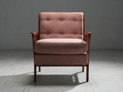 Rino Levi Rino Levi Lounge Chair in Peroba wood and Fabric Brazil 1950s - 4088171