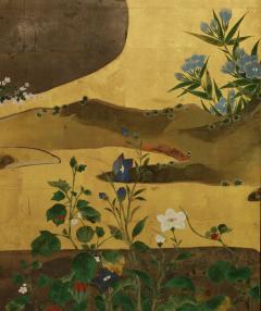 Rinpa School Gingko Tree and Seasonal Flowers 19th century - 2586770