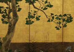 Rinpa School Gingko Tree and Seasonal Flowers 19th century - 2586797