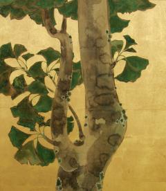 Rinpa School Gingko Tree and Seasonal Flowers 19th century - 2586801