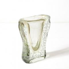 Rippling Bone Form Hand Blown Murano Glass Vase W Bullicante Gold Flecks - 4266074