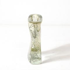 Rippling Bone Form Hand Blown Murano Glass Vase W Bullicante Gold Flecks - 4266076