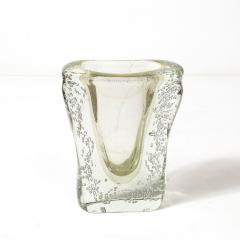 Rippling Bone Form Hand Blown Murano Glass Vase W Bullicante Gold Flecks - 4266077