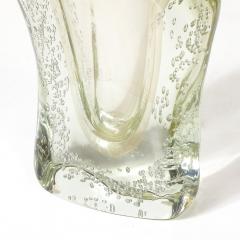 Rippling Bone Form Hand Blown Murano Glass Vase W Bullicante Gold Flecks - 4266081
