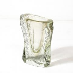 Rippling Bone Form Hand Blown Murano Glass Vase W Bullicante Gold Flecks - 4266082