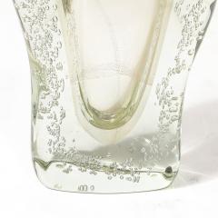 Rippling Bone Form Hand Blown Murano Glass Vase W Bullicante Gold Flecks - 4266084