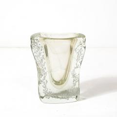 Rippling Bone Form Hand Blown Murano Glass Vase W Bullicante Gold Flecks - 4266090