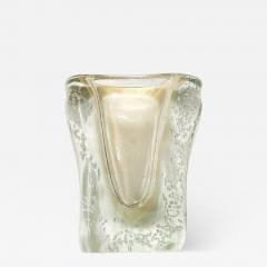 Rippling Bone Form Hand Blown Murano Glass Vase W Bullicante Gold Flecks - 4267197