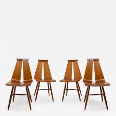 Risto Halme RISTO HALME SET OF 4 MOLDED TEAK VENEER CHAIRS FOR ISKU FINLAND 1960S - 3048240