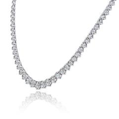Riveria 14K White Gold 10 73cttw Round Cut Diamond Necklace - 4814215