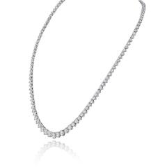Riveria 14K White Gold 10 73cttw Round Cut Diamond Necklace - 4814216