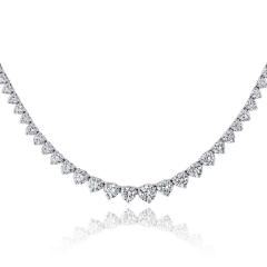 Riveria 14K White Gold 10 73cttw Round Cut Diamond Necklace - 4814217