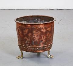 Riveted Copper Log Bin with Brass Paw Feet - 2986613